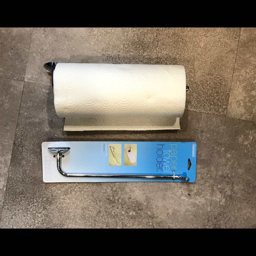 Stainless Steel paper towel holder.